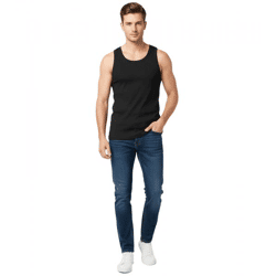 Prohibited Herren Tank Top Baumwoll-Shirt Basic-Top Rundhals-Top Achsel-Shirt Unterhemd PB1201 Schwarz