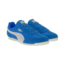 PUMA Arizona Nylon Retro-Sneaker mit Wildleder-Overlays Low-Top Schnür-Schuhe 398682 01 Blau/Weiß