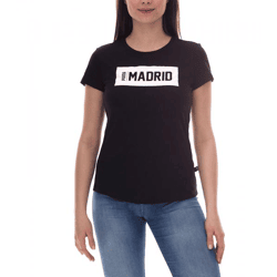 PUMA City Damen Baumwoll-Shirt mit Madrid Schriftzug Kurzarm-Shirt Rundhals-Shirt 575957 15 Schwarz/Weiß