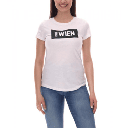 PUMA City Damen Baumwoll-Shirt mit Wien Schriftzug Kurzarm-Shirt Rundhals-Shirt 575957 24 Weiß/Schwarz