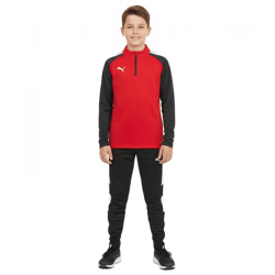 PUMA Teamliga 1/4 Zip Top Kinder Sweatshirt nachhaltiges Trainings-Shirt mit dryCELL Sport-Shirt 657237 01 Rot