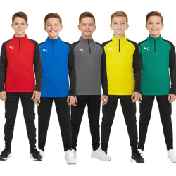 PUMA Teamliga 1/4 Zip Top Kinder Sweatshirt nachhaltiges Trainings-Shirt mit dryCELL Sport-Shirt 657237 Rot, Blau, Grau, Gelb oder Grün