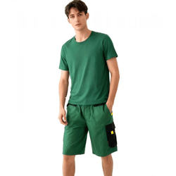 PUREWORK Herren Arbeits-Shorts mit 6 Taschen Cargo-Bermuda nachhaltige Arbeits-Hose Garten-Hose Grün/Schwarz/Gelb