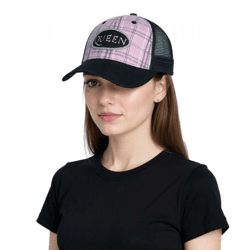 Queen Rock-Band Baseball-Cap Baumwoll-Cap mit „Queen“ Stickerei Trucker-Cap TC105953QUN Schwarz/Rosa
