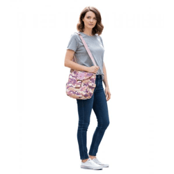 RAMONES Rock-Band Umhänge-Tasche Schultertasche mit verstellbarem Riemen MB81358RAM Camouflage Pink