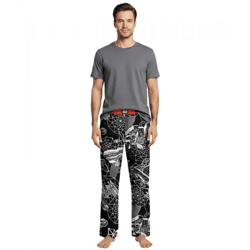 RE: COVERED X Star Wars™ Herren Pyjama-Hose Loungepants mit Raumschiff-Print Schlafanzug-Hose aus Baumwolle Modell RCDIF2107 Schwarz/Weiß