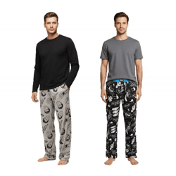 RE:COVERED Loungepants Herren Schlafanzug-Hose mit Star-Trek- oder Star-Wars Print Baumwolle Pyjama-Hose Grau oder Schwarz/Weiß