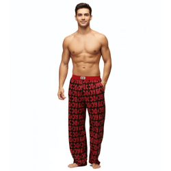 RE:COVERED X ACDC Loungepants Herren Schlafanzug-Hose mit ACDC Allover-Print Pyjama-Hose RCPER923 Schwarz/Rot