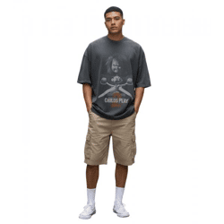 RE:COVERED X Chucky 2 Child's Play Herren Oversized T-Shirt mit Puppen-Print Baumwoll-Shirt Rundhals-Shirt RCUNV2572 Grau