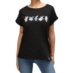 RE:COVERED X Disney Damen T-Shirt Baumwoll-Shirt Rundhals-Shirt Kurzarm-Shirt RCDIF2062 Schwarz