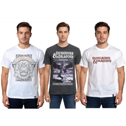 RE:COVERED X DUNGEONS & DRAGONS Herren T-Shirt Baumwoll-Shirt Rundhals-Shirt RCHAS1 in Creme-Weiß oder Schwarz/Grau