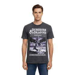RE:COVERED X DUNGEONS & DRAGONS Herren T-Shirt Expert Rulebook Baumwoll-Shirt Rundhals-Shirt RCHAS168 Schwarz/Grau