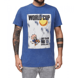 RE:COVERED X FIFA Worldcup 1966 Herren T-Shirt mit großem Poster-Print Baumwoll-Shirt Kurzarm-Shirt PCFFA122 Blau