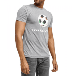 RE:COVERED X FIFA Worldcup 1990 Herren T-Shirt mit großem Ball-Print Baumwoll-Shirt Deutschlands 3. WM-Titel Kurzarm-Shirt PCFFA134 Grau