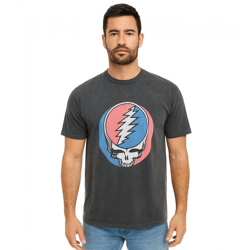 RE:COVERED X Grateful Dead Herren T-Shirt mit großem Bandlogo Baumwoll-Shirt Kurzarm-Shirt RCWBROS169 Grau