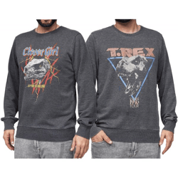RE:COVERED X Jurassic Park Herren Rundhals-Pullover mit ‎‎T-Rex 1993 oder Raptors on Tour 1993 Vintage-Print Langarm-Shirt Sweat-Shirt 