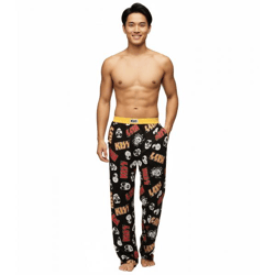 RE:COVERED X KISS Loungepants Herren Schlafanzug-Hose mit KISS-Logo Pyjama-Hose Baumwoll-Hose RCEPIC347 Schwarz