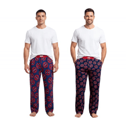 RE:COVERED X MARVEL Deadpool Icon Repeat Loungepants Herren Schlafanzug-Hose Deadpool-Print Pyjama-Hose PCMARV504 Navy/Rot