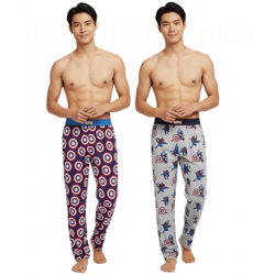RE:COVERED X MARVEL Loungepants Herren Schlafanzug-Hose Pyjama-Hose mit Captain America oder Marvel-Figuren PCMARV50 Blau/Rot oder Grau