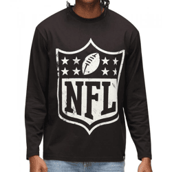 RE:COVERED X NFL Herren Rundhals-Pullover mit großem NFL Logo Fan-Sweater Baumwolle MMNFL1192 Schwarz