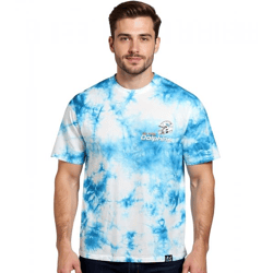 RE:COVERED X NFL Herren T-Shirt mit Miami Dolphins Print Baumwoll-Shirt Rundhals-Shirt RCNFL1388 Blau/Weiß