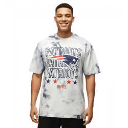 RE:COVERED X NFL Herren T-Shirt mit New England Patriots Print Baumwoll-Shirt Rundhals-Shirt RCNFL1382 Blau