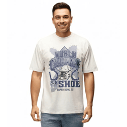RE:COVERED X NFL Indianapolis Colts Herren T-Shirt mit World Champions-Print Baumwoll-Shirt RCNFL1560 Ecru-Weiß