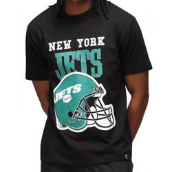 RE:COVERED X NFL Jets Herren T-Shirt mit Logo-Schriftzug Baumwoll-Shirt Rundhals-Shirt MMNFL1188 Schwarz