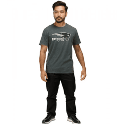 RE:COVERED X NFL New England Patriots Herren T-Shirt mit Logo-Print Baumwoll-Shirt Rundhals-Shirt RCNFL1317F Grau