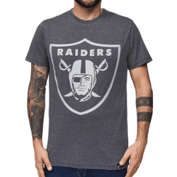 RE:COVERED X NFL OAKLAND RAIDERS Herren T-Shirt mit großem Logo Shirt Rundhals-Shirt PCNFL717 Grau