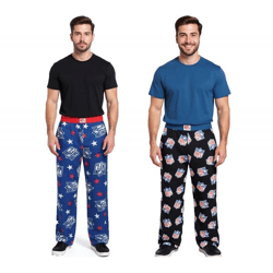 RE:COVERED X NFL Shield and Stars Loungepants Herren Schlafanzug-Hose mit NFL-Logo Baumwolle Pyjama-Hose Blau oder Schwarz