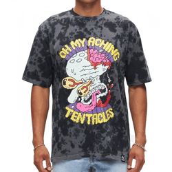 RE:COVERED X nickelodeon Herren T-Shirt SpongeBob Schwammkopf Baumwoll-Shirt Rundhals-Shirt RCVCM685 Schwarz