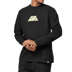 RE:COVERED X STAR WARS Herren Rundhals-Shirt mit Poster-Print Baumwoll-Longsleeve MMSTW2446 Schwarz