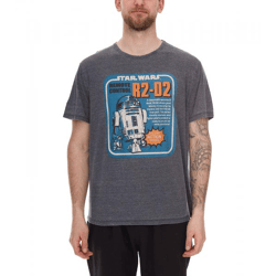 RE:COVERED X STAR WARS Herren T-Shirt mit R2D2-Print Baumwoll-Shirt Kurzarm-Shirt AKSTW2229 Dunkel-Grau