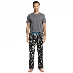 RE:COVERED X Star Wars Pyjama-Hose Herren Schlafanzug-Hose mit Star Wars Comics Aufdruck Print Baumwolle Loungepants RCDIF2108 Schwarz/Weiß