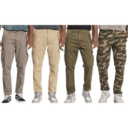REDEFINED REBEL Jolan Herren Cargo-Hose im Utility-Look Anti Fit Baumwoll-Hose Ankle-Stil mit Tunnelzug am Beinende 226027 Camouflage, Brau
