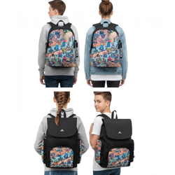 Rivacase Agora Urban Skaters Kids' Backpack for Girls and Boys—Everyday Backpack, School Backpack, 12L, 5420 BK or 5425 BK in Black/B