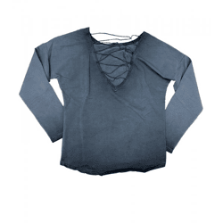 ROCKUPY Damen Sweatshirt Baumwoll-Pullover stylischer Alltags-Pulli mit V-Ausschnitt 317050 Grau