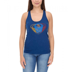 ROCKUPY Neoh Damen Tank-Top mit Totenkopf-Print Baumwoll-Shirt Sommer-Shirt 218006 Dunkelblau