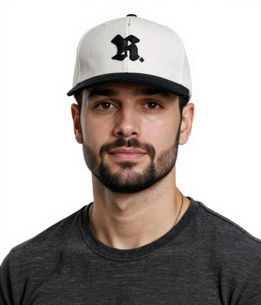 Rough. Herren Capital Baseball Flexfitted Cap Baumwoll-Cap Wei&szlig;