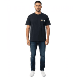 ROUGH. Herren T-Shirt mit großem Rücken-Print Kurzarm-Shirt Baumwoll-Shirt Schwarz