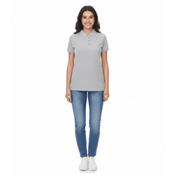 SANTINO Mika Polo-Shirt aus Bio-Baumwolle Polo-Hemd mit 4er Knopfleiste Kurzarm-Shirt meliert 210 gr/m2 Grau