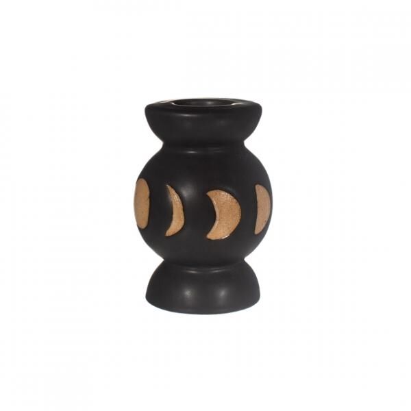 Sass & Belle Kerzenhalter Moon Phases schwarz 8 cm