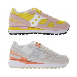 Saucony Shadow Original Damen Sneaker im Retro-Look mit EVA-Zwischensohle Echtleder-Schuhe S1108 Koralle/Orange oder Rosa/Gelb