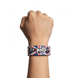 Sex Pistols Punkband Armband mit Logo Schriftzug stylischer Fan-Artikel Arm-Schmuck Blau/Rot/Weiß