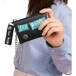 Sex Pistols Punkrock-Band Portemonnaie mit Logo-Schriftzug Geldbeutel Schwarz/Blau