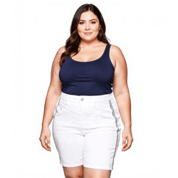 sheego Damen Jeans-Short stylische Denim-Hose Baumwoll-Hose Große Größen 135429 Weiß