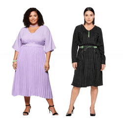 sheego Damen Sommer-Kleid knielanges Kleid Ausgeh-Kleid Große Größen in Schwarz oder Lila