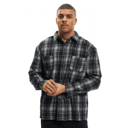 Sik Silk T-Shirt mit Logo auf der Rückseite im Used-Look und Karomuster, schwarz