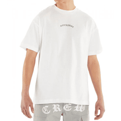 Sixth June Gothic Herren T-Shirt mit großem Schriftzug Rücken Print Baumwoll-Shirt Rundhals-Shirt M23699VTS Weiß